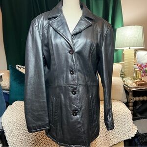 Elegant Black Leather Jacket for Women